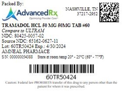 Tramadol HCl 50mg Tab Qty 60 Ndc 80425 0057